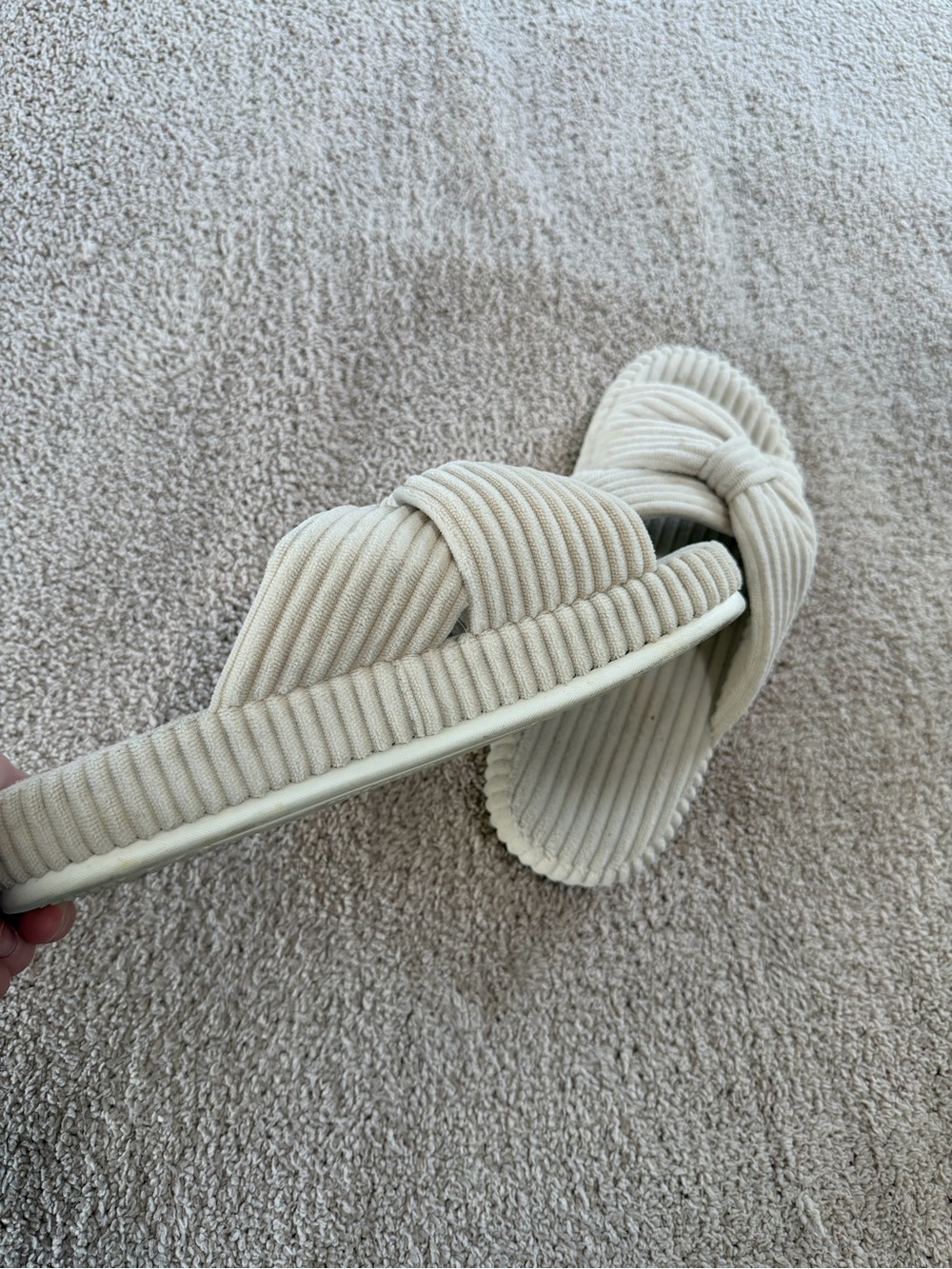 Women’s Cream Corduroy Slide Sandals